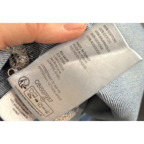 Free People Women’s Moxie Barrel Jeans size 26 NWOT Rope Belt Patched Distressed - Picture 9 of 9